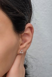 Heliophilia Silver Pendientes de Plata de Ley 925 Oro Rosa y Blanco Stud
